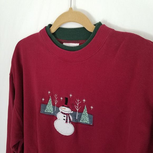 Vintage Winter Christmas Sweatshirt Crewneck Snow - Picture 3 of 5